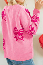 Load image into Gallery viewer, Bow Pattern Drop Sleeve Loose Sweater