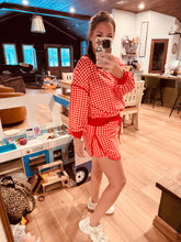 Load image into Gallery viewer, Gingham Print Cozy Oversized Top &amp; Skort Set