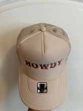 Load image into Gallery viewer, Howdy Hat: Tan Trucker Hat