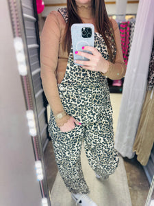 Nova Leopard Denim Overalls