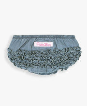 Load image into Gallery viewer, Baby Girls Light Wash Denim Woven RuffleButt Bloomer