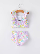 Load image into Gallery viewer, &quot;Purple Flowers&quot; Girls&#39; Boutique Swimsuit