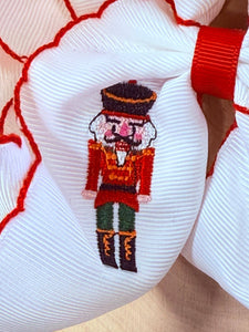 Nutcracker Embroidered Moonstitch Hair Bow: Christmas 2025