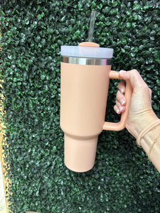 40oz Stainless Steel Tumbler- Peach