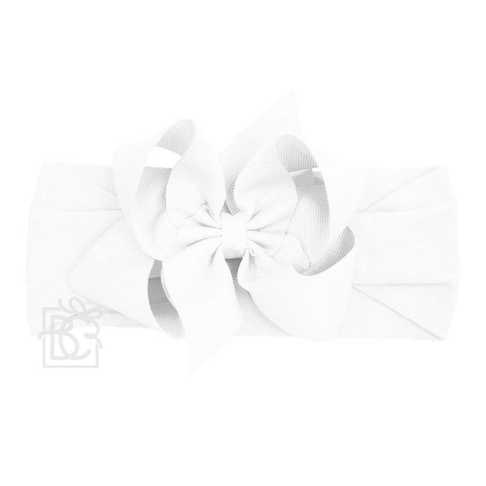 WIDE PANTYHOSE HEADBAND W/CLASSIC GROSGRAIN BOW