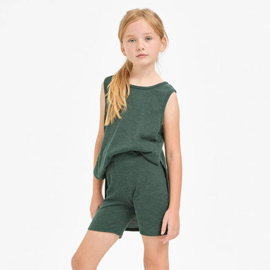 Waffle Knit Sleeveless Top and Biker Shorts Set