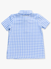 Load image into Gallery viewer, Boys Classic Periwinkle Blue Gingham Knit Short Sleeve Performance Polo