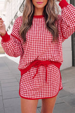 Load image into Gallery viewer, Gingham Print Cozy Oversized Top &amp; Skort Set