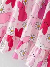 Load image into Gallery viewer, Easter Rabbit Ruffles Puff Sleeves Girls Dress