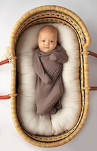 Load image into Gallery viewer, Cocoa Brown Ribbed Knotted Newborn Baby Gown sleepwear