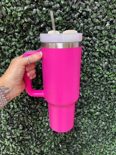 40oz Stainless Steel Tumbler- Hot Pink