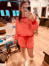Load image into Gallery viewer, Gingham Print Cozy Oversized Top &amp; Skort Set