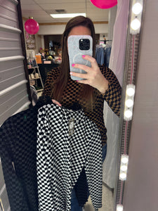 Checked Out Top- Black on Black