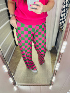 Check Yourself Pants- Hot Pink and Green