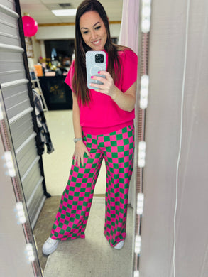 Check Yourself Pants- Hot Pink and Green