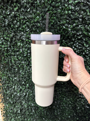 40oz Stainless Steel Tumbler- Cream