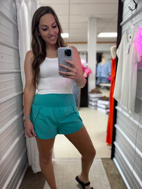 No Waisted Time Shorts-Turquoise
