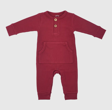 Ruby Red Ribbed Playsuit