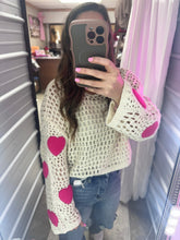 Load image into Gallery viewer, Knit Crop Heart Sweater
