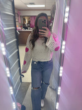 Load image into Gallery viewer, Knit Crop Heart Sweater