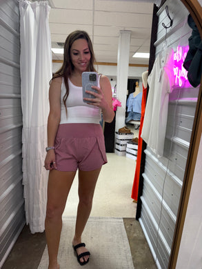 No Waisted Time Shorts-Light Rose