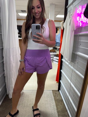 No Waisted Time Shorts-Lavender