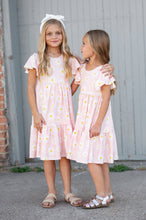 Load image into Gallery viewer, Girls Emma Pink Spring Daisy Flutter Sleeve Twirl Dress