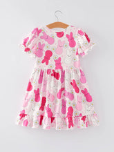 Load image into Gallery viewer, Easter Rabbit Ruffles Puff Sleeves Girls Dress