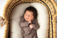 Load image into Gallery viewer, Cocoa Brown Ribbed Knotted Newborn Baby Gown sleepwear