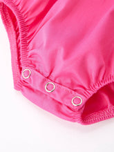 Load image into Gallery viewer, Girls Bow Smocking Embroidery Hot Pink Romper