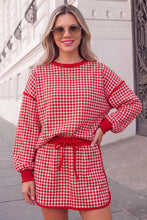 Load image into Gallery viewer, Gingham Print Cozy Oversized Top &amp; Skort Set