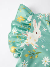 Load image into Gallery viewer, Easter Bunny Green Flying Sleeves Girls Dress