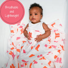 Load image into Gallery viewer, Life is Better in Pink Boots Baby Swaddle Blanket