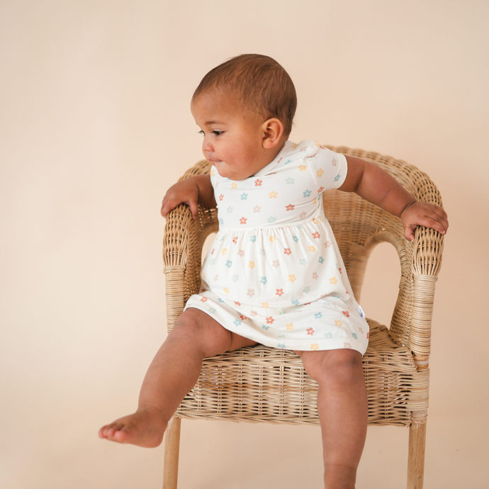 Bamboo Short Sleeve Twirl Bodysuit Dress | Sunlit Daisy