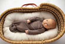 Load image into Gallery viewer, Cocoa Brown Ribbed Knotted Newborn Baby Gown sleepwear