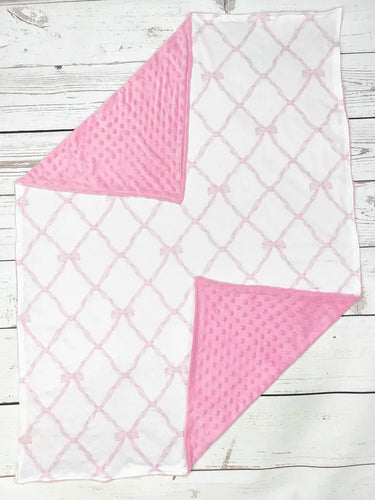 Pink Bow Baby Minky Blanket