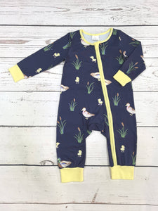 Yellow Duck Print Zip Sleeper
