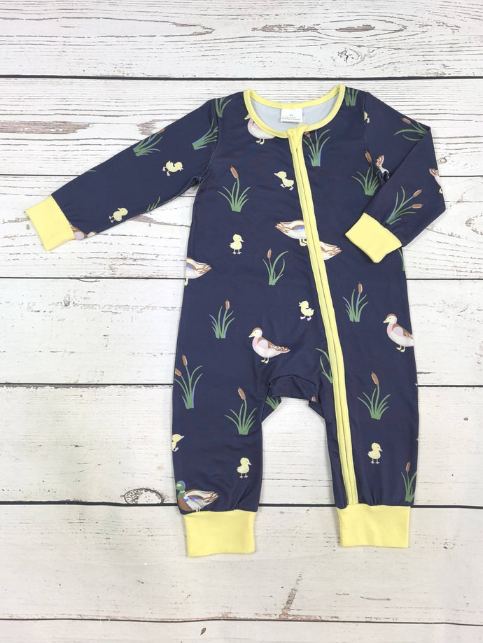 Yellow Duck Print Zip Sleeper