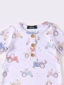 Tractor Quack Baby Knotted Gown