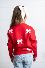 Load image into Gallery viewer, Kids Red Bow Crew Neck Christmas Holiday Winter Sweater