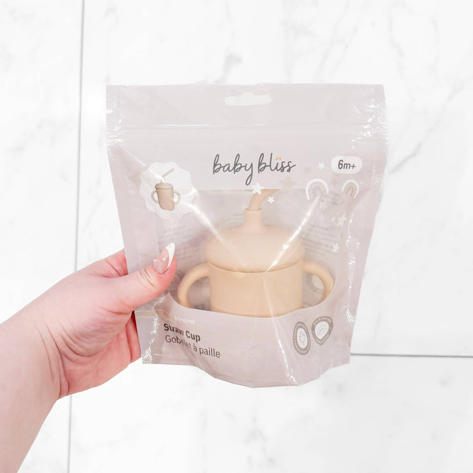 Sippy Cup with Straw, Spill-Proof & Anti-Stain - Almond