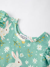 Load image into Gallery viewer, Easter Bunny Green Flying Sleeves Girls Dress