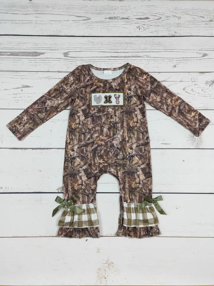 Baby Deer Applique Ruffle Romper