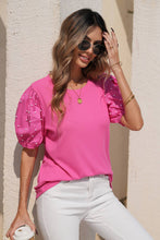 Load image into Gallery viewer, Ribbed Pearl Beaded Puff Sleeve Top