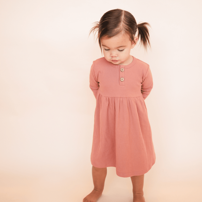 Organic Ribbed Cotton Dress  | Terracotta