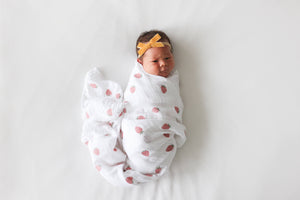 Muslin Cotton Swaddle Blanket - Large - Strawberries
