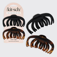 Load image into Gallery viewer, Recycled Plastic Octopus Claw Clips 2pc - Black &amp; Tort