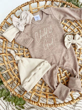 Load image into Gallery viewer, Baby Romper | Child of God Mocha Brown Outfit