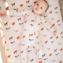 Load image into Gallery viewer, Bamboo 2-Way Convertible Zip Romper | Oatmeal Cow (0-24m)