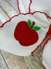 Load image into Gallery viewer, White Apple Embroidered Moonstitch Bow Headband